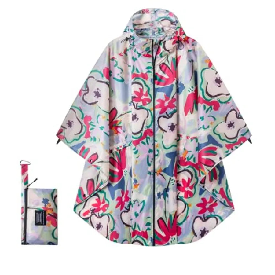 Hooded Rain Ponchos for Adult - Rain Coat and Rain Jacket with Waterproof Pocket and Zipper