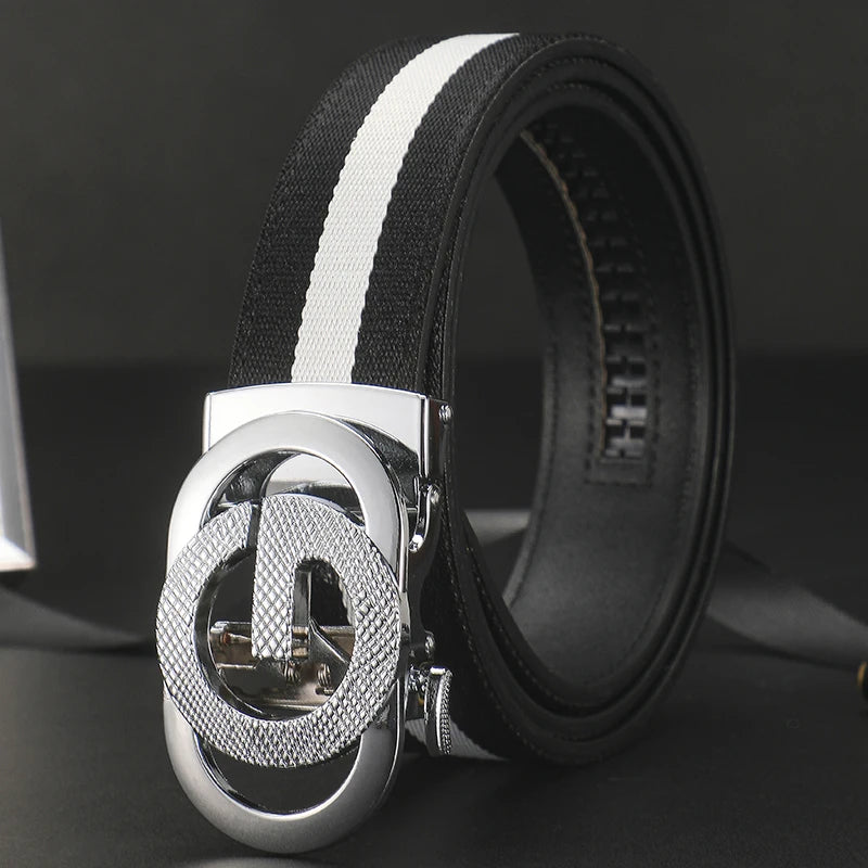 2026 wide 3.4cm Men's Belt Formal Leather Canvas Belt men,High Quality Metal Buckle Male Belt for men jeans work belt
