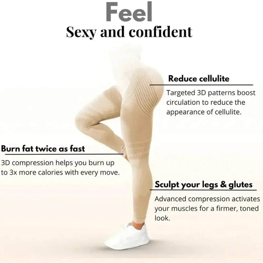 Cellulite 3D Leggings, High Waisted Butt Lifting Tummy Training Control,
