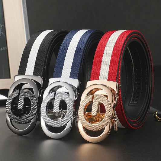2026 wide 3.4cm Men's Belt Formal Leather Canvas Belt men,High Quality Metal Buckle Male Belt for men jeans work belt