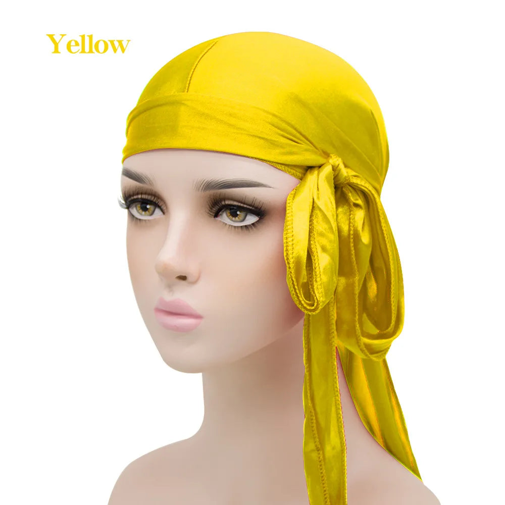 Solid Color Silk Satin Durag Headwear