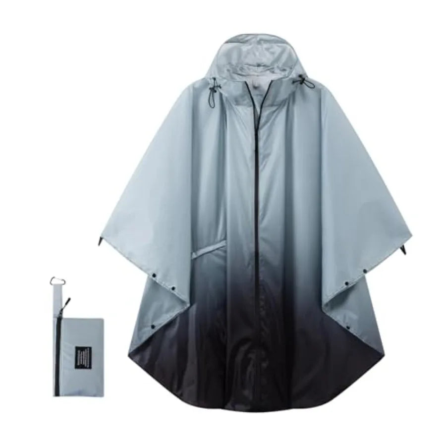 Hooded Rain Ponchos for Adult - Rain Coat and Rain Jacket with Waterproof Pocket and Zipper