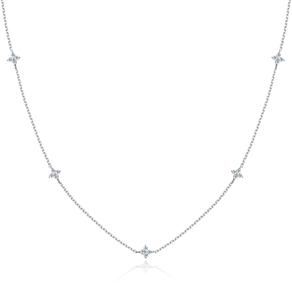 KNOBSPIN Four-Leaf Clover Moissanite Necklaces for Women 2mm D VVS1 GRA Certified Lab Moissanite s925 Sterling Silver Necklace