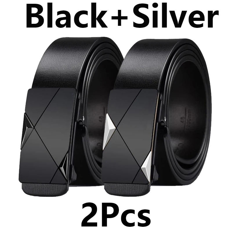 Stylish Men's PU Leather Belt Fashion Belts for Daily Leisure Festival Work Business Pants Automatic Metal Buckle Luxury Belts