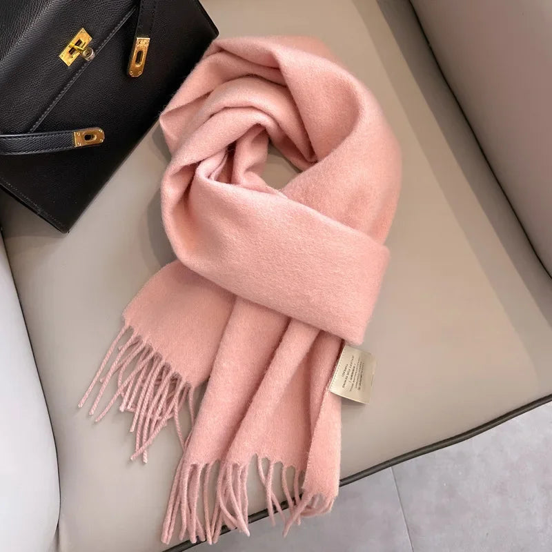 100% Wool Scarf Women Cashmere Shawl Solid Scarves