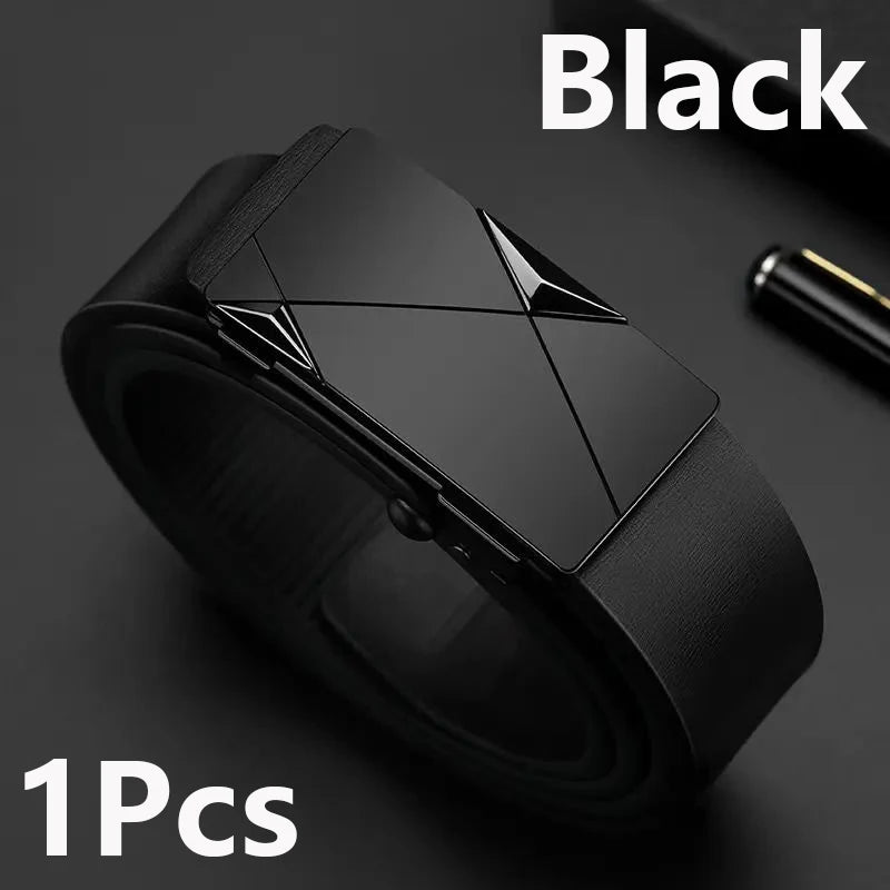Stylish Men's PU Leather Belt Fashion Belts for Daily Leisure Festival Work Business Pants Automatic Metal Buckle Luxury Belts