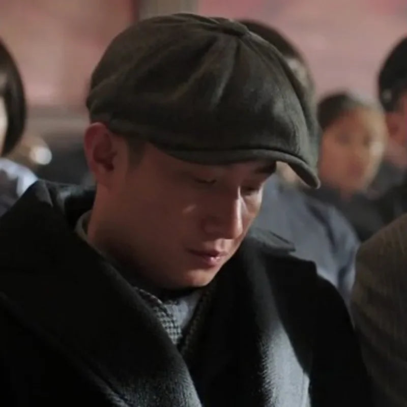 Men's Herringbone Tweed Hat Flat