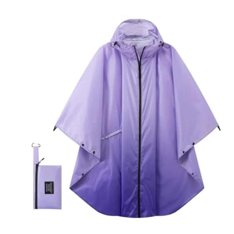 Hooded Rain Ponchos for Adult - Rain Coat and Rain Jacket with Waterproof Pocket and Zipper
