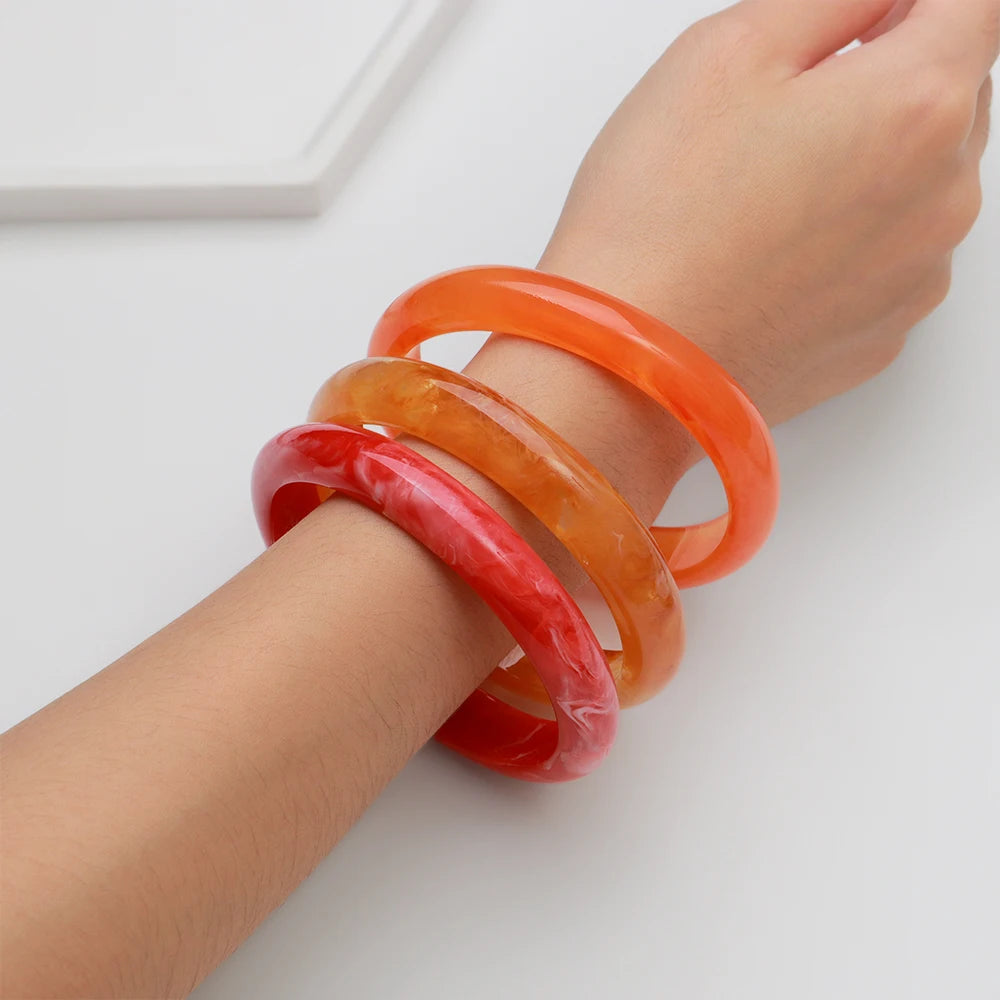 3pcs New Vintage Resin Acrylic Bangle Set