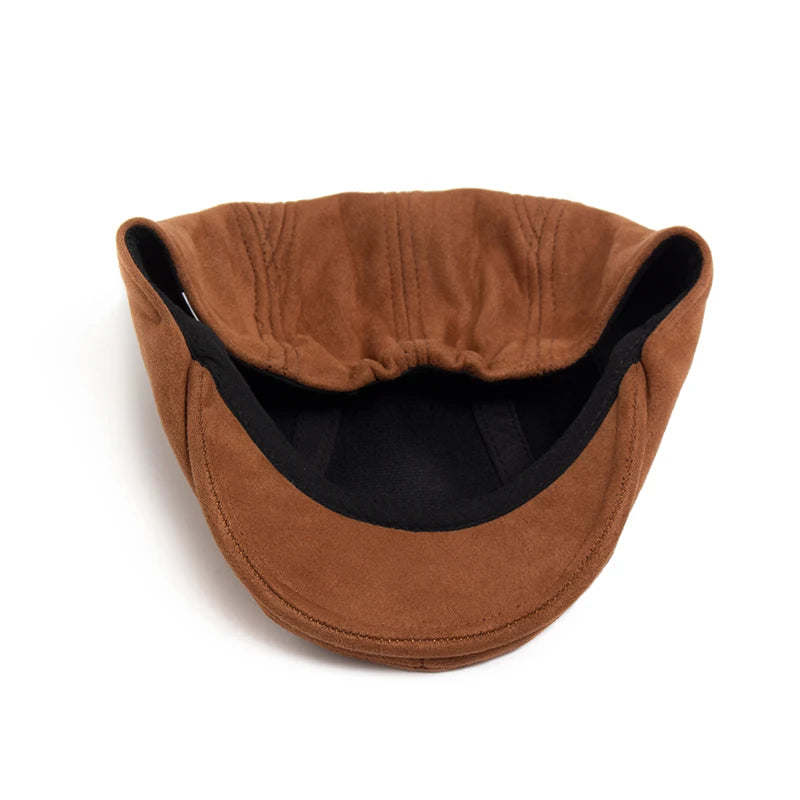 Suede Autumn Winter Beret Fashion Vintage Men Women Newsboy Hat