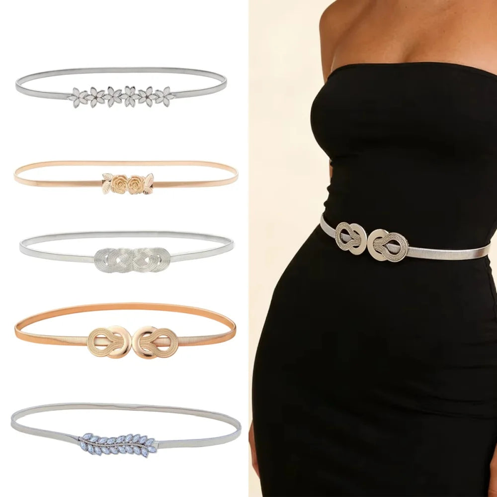 Fashion Elastic Chain Belt Female Waist Adjustable Desinger Belt For Women High Quality Luxury Brand Dress Skirt Jeans Waistband