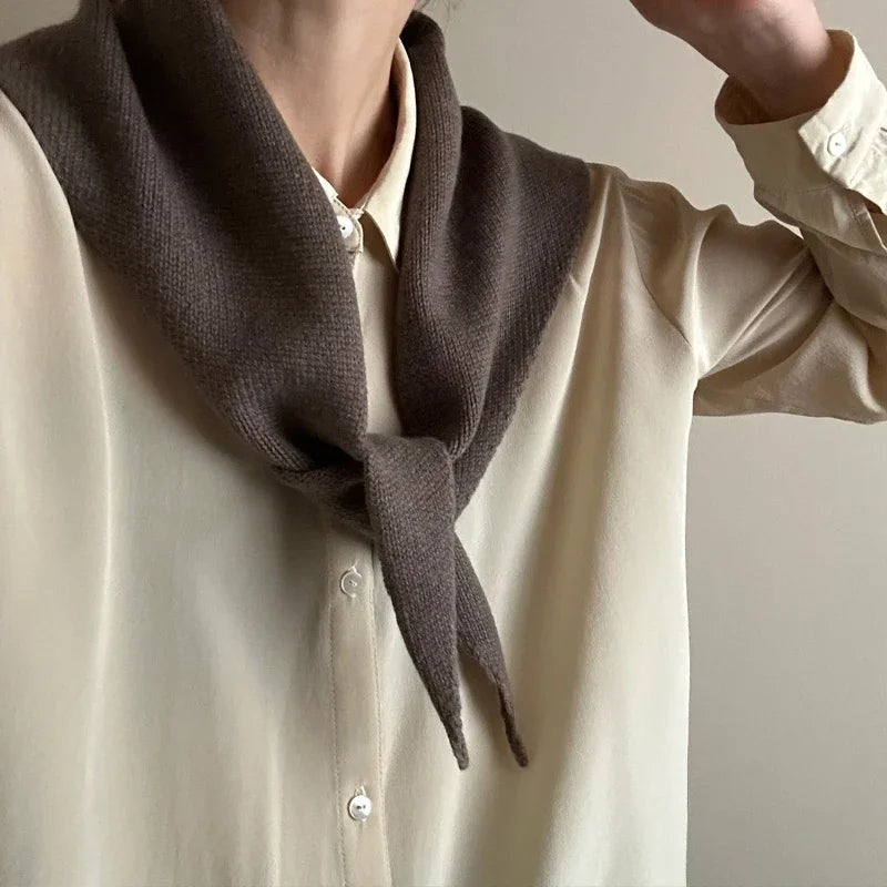 100% Australian Wool Knitted Triangle Scarf Shawl