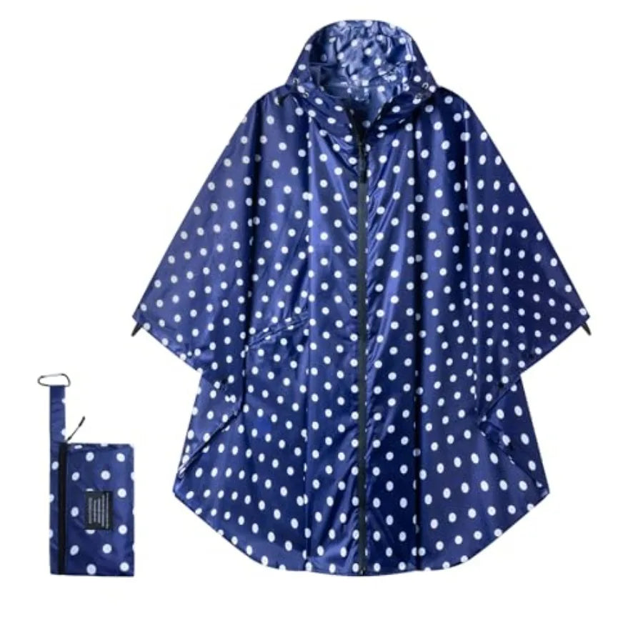 Hooded Rain Ponchos for Adult - Rain Coat and Rain Jacket with Waterproof Pocket and Zipper