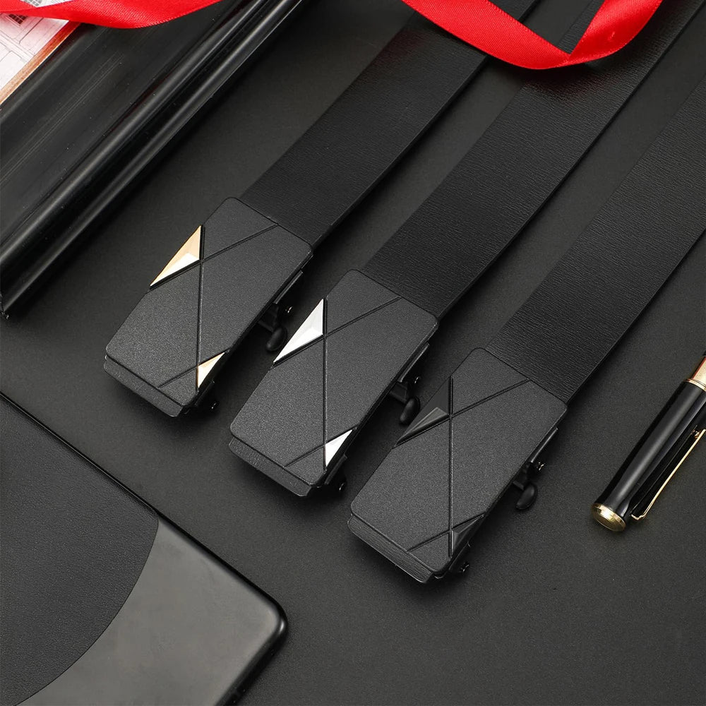 Stylish Men's PU Leather Belt Fashion Belts for Daily Leisure Festival Work Business Pants Automatic Metal Buckle Luxury Belts