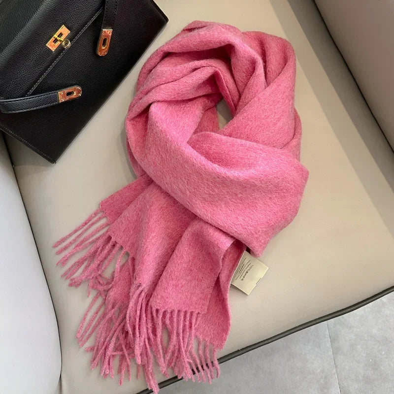 100% Wool Scarf Women Cashmere Shawl Solid Scarves