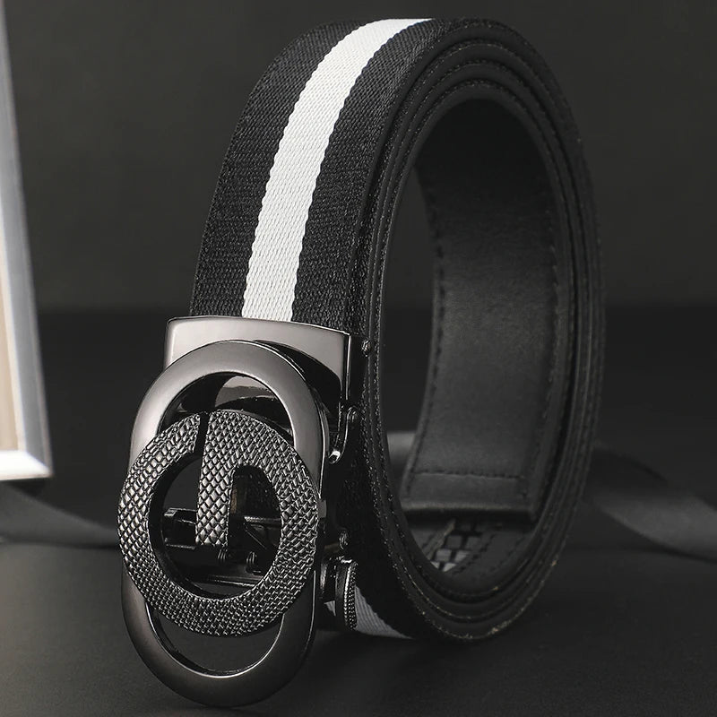 2026 wide 3.4cm Men's Belt Formal Leather Canvas Belt men,High Quality Metal Buckle Male Belt for men jeans work belt
