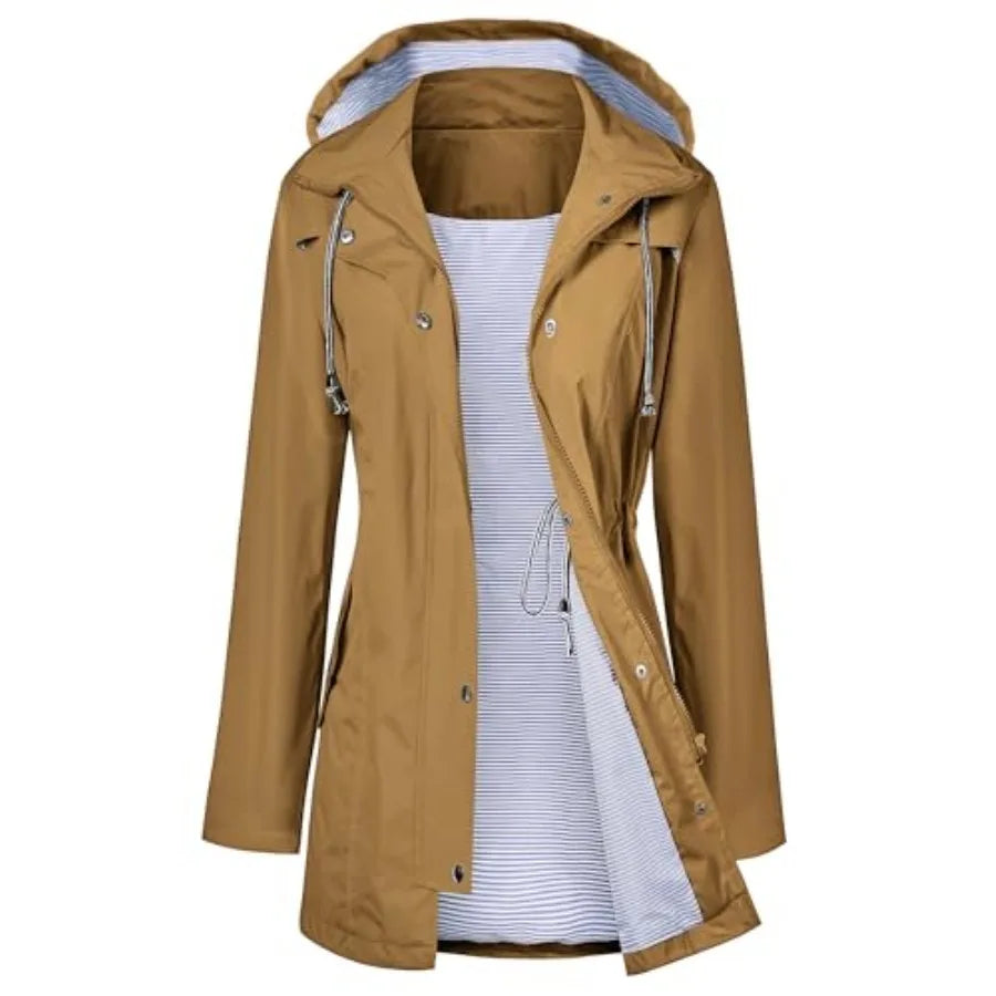 LOMON Raincoat Women Waterproof Long Hooded Trench Coats Lined Windbreaker Travel Jacket S-XXL