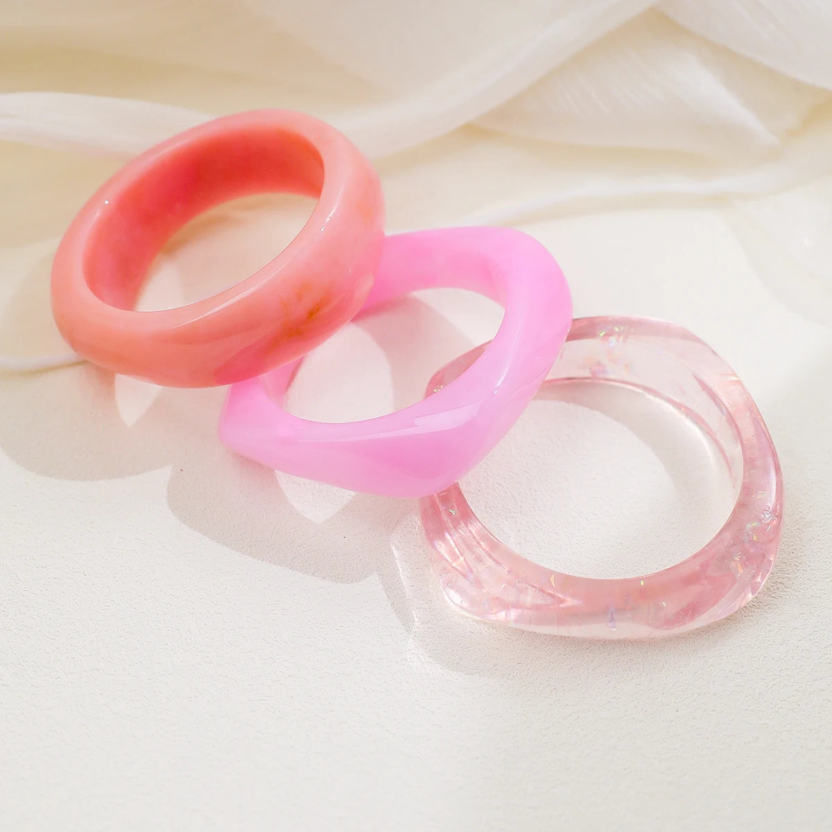 3pcs/Set Pink Acrylic Bracelet Set, Elegant Bangle Combination