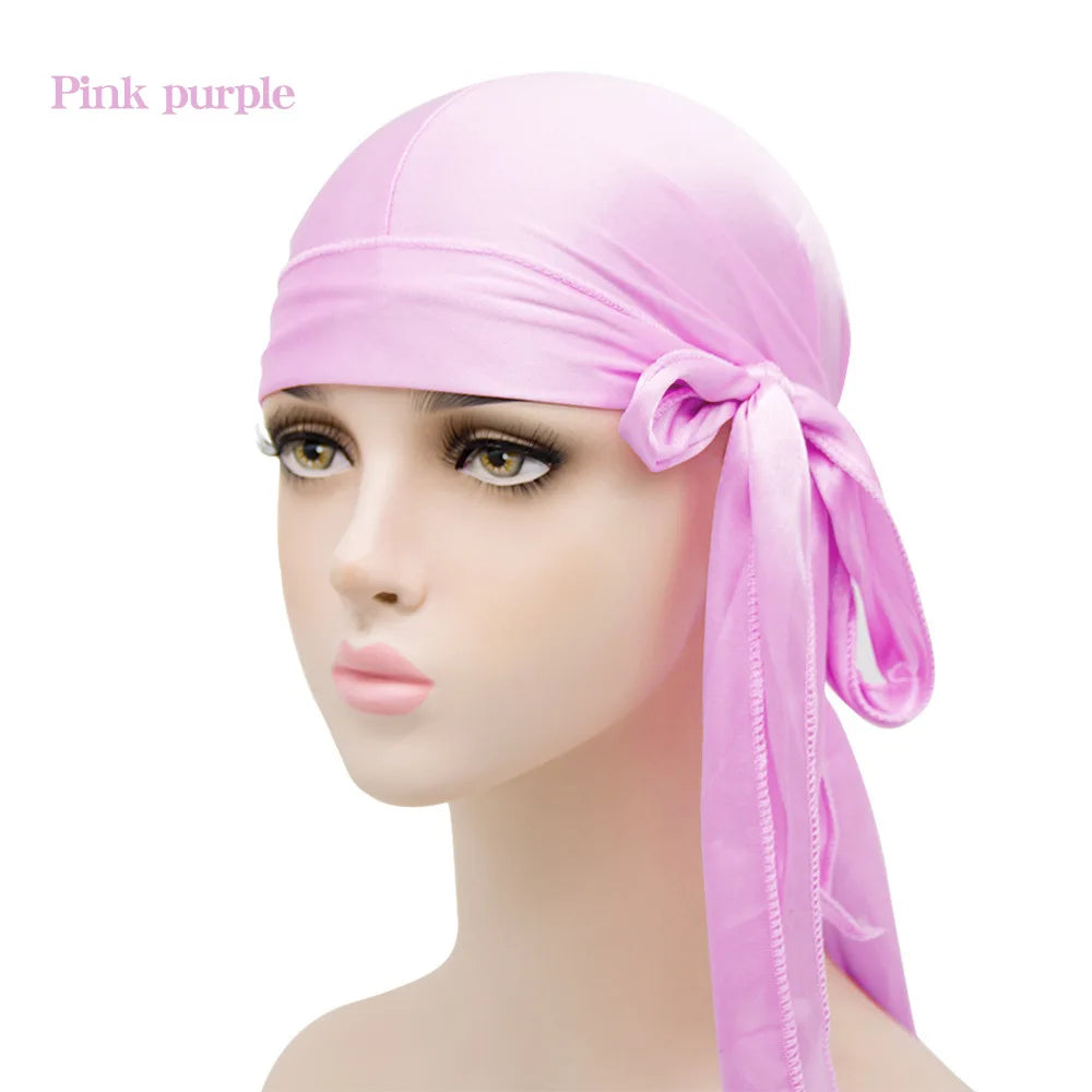 Solid Color Silk Satin Durag Headwear