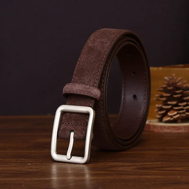 Fashion Women Suede Belt with Silver Square Buckle Leather Waist Accessory for Jeans Pants And Dress