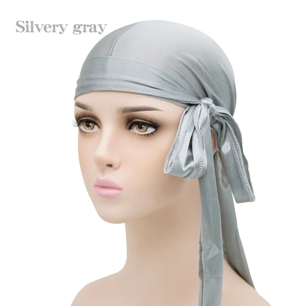 Solid Color Silk Satin Durag Headwear