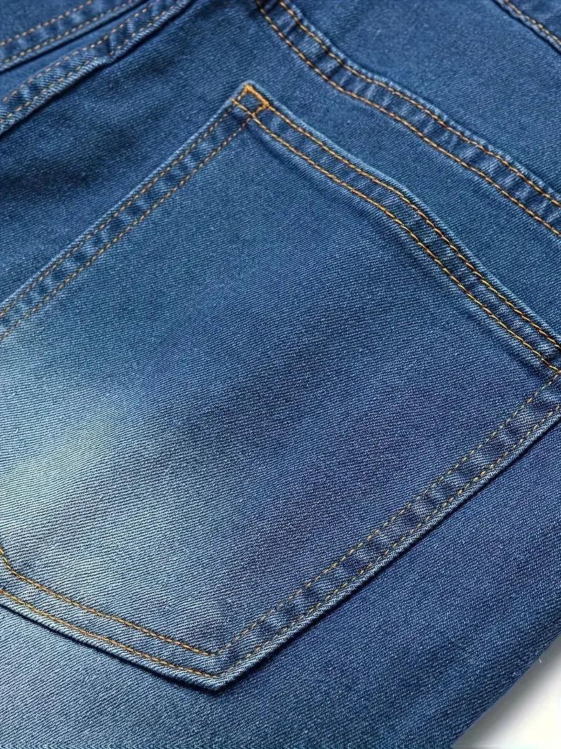 Men Distressed Fashion Jeans - Street Style, Comfortable Stretch Denim with Ripped Detail