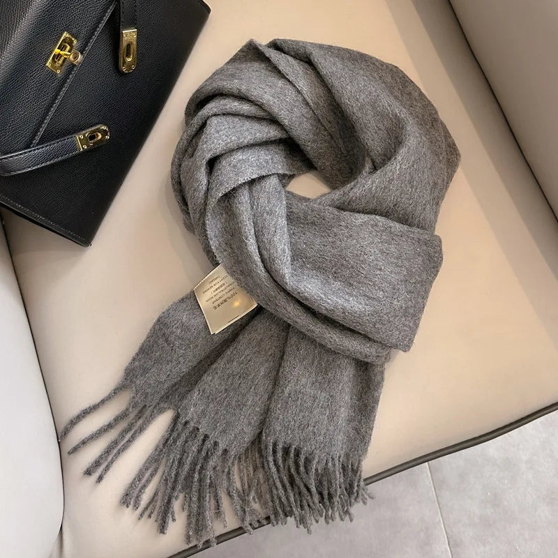100% Wool Scarf Women Cashmere Shawl Solid Scarves