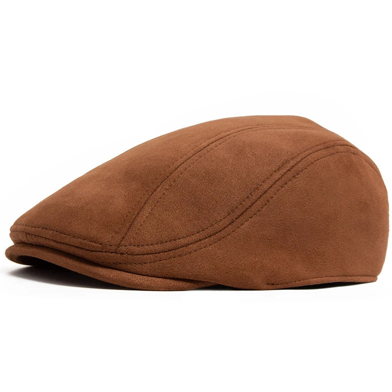 Suede Autumn Winter Beret Fashion Vintage Men Women Newsboy Hat