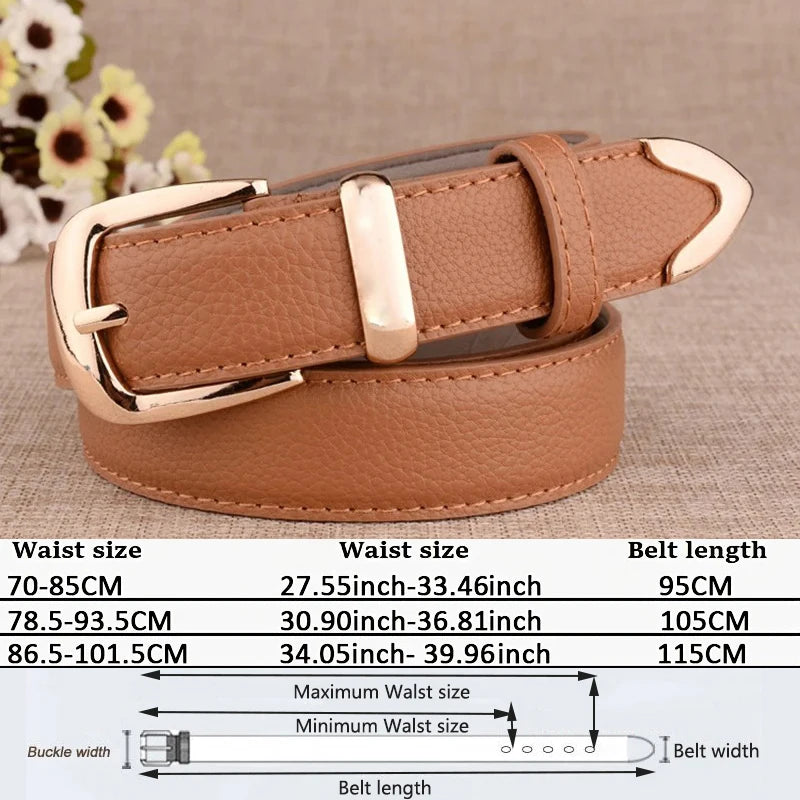 Fashion Women Genuine Leather Belts High Quality Gold Buckle Best Matching Dress Jeans Belts for Lady LB2146
