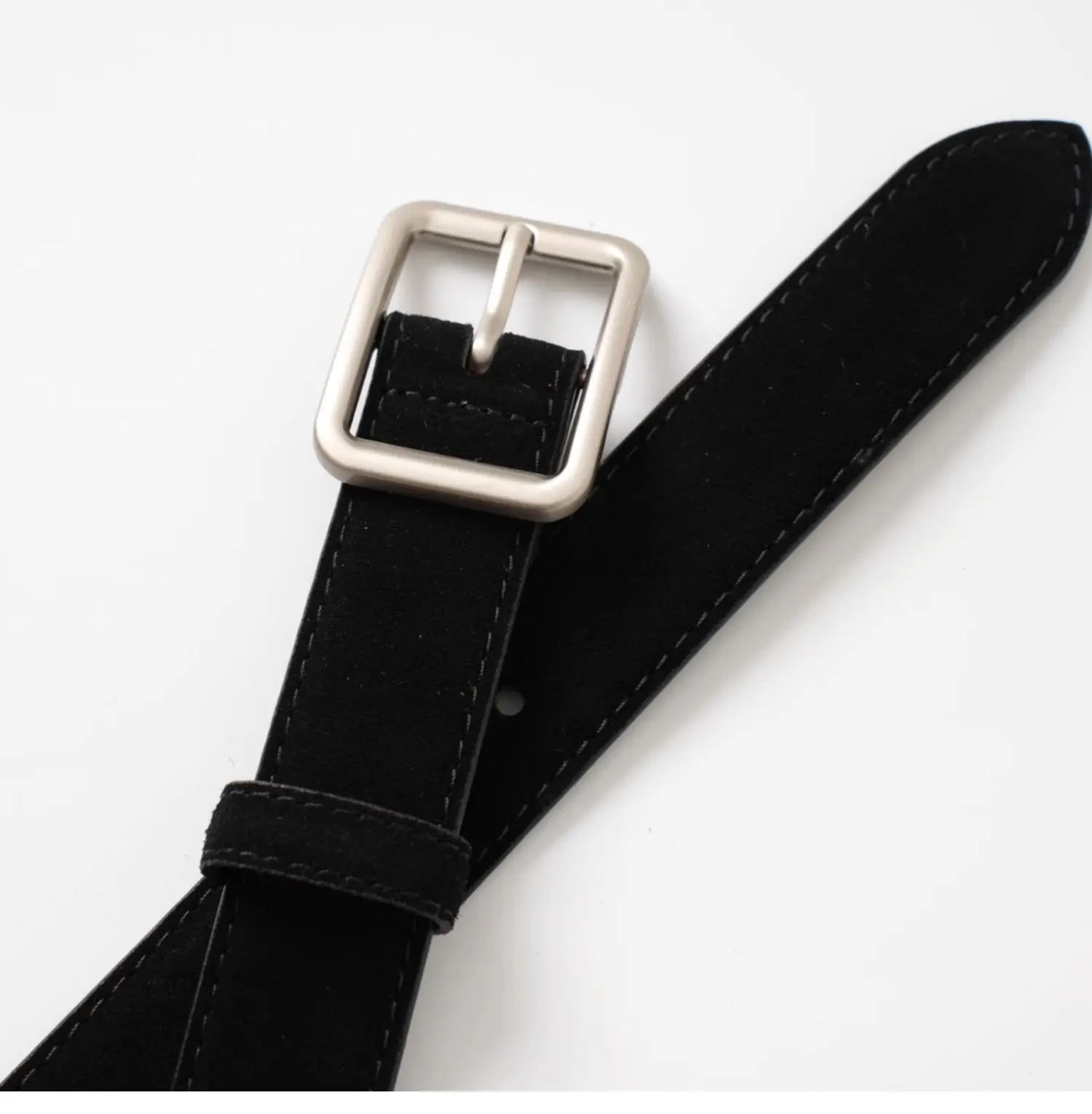 Fashion Women Suede Belt with Silver Square Buckle Leather Waist Accessory for Jeans Pants And Dress