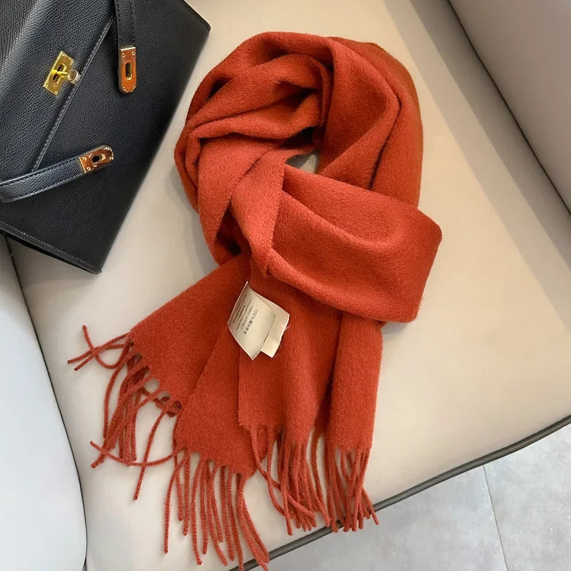 100% Wool Scarf Women Cashmere Shawl Solid Scarves