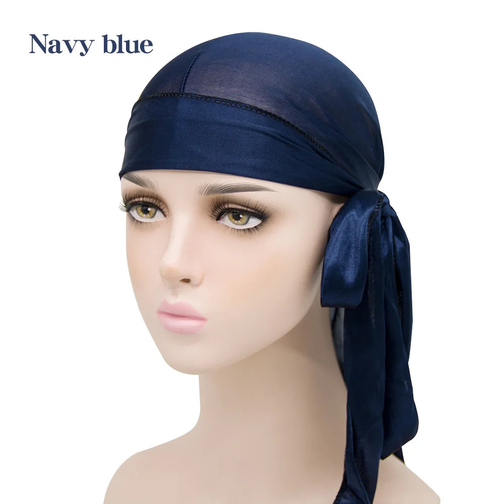 Solid Color Silk Satin Durag Headwear
