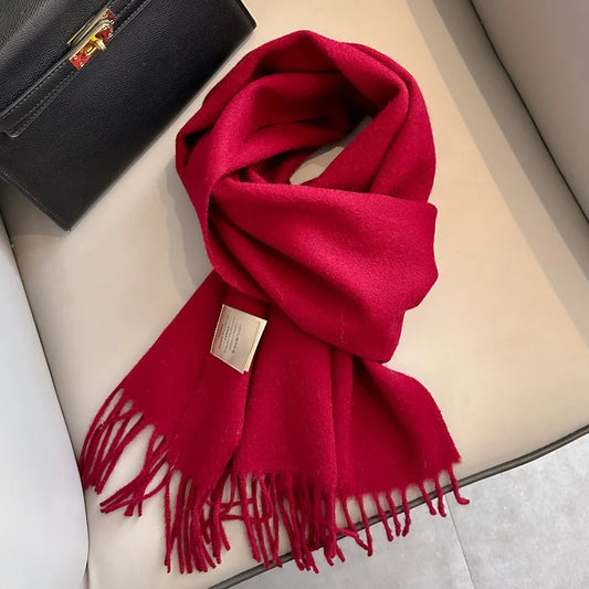 100% Wool Scarf Women Cashmere Shawl Solid Scarves