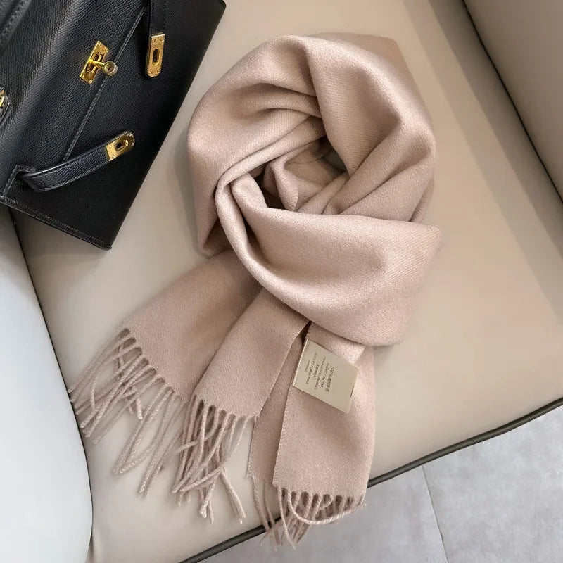 100% Wool Scarf Women Cashmere Shawl Solid Scarves