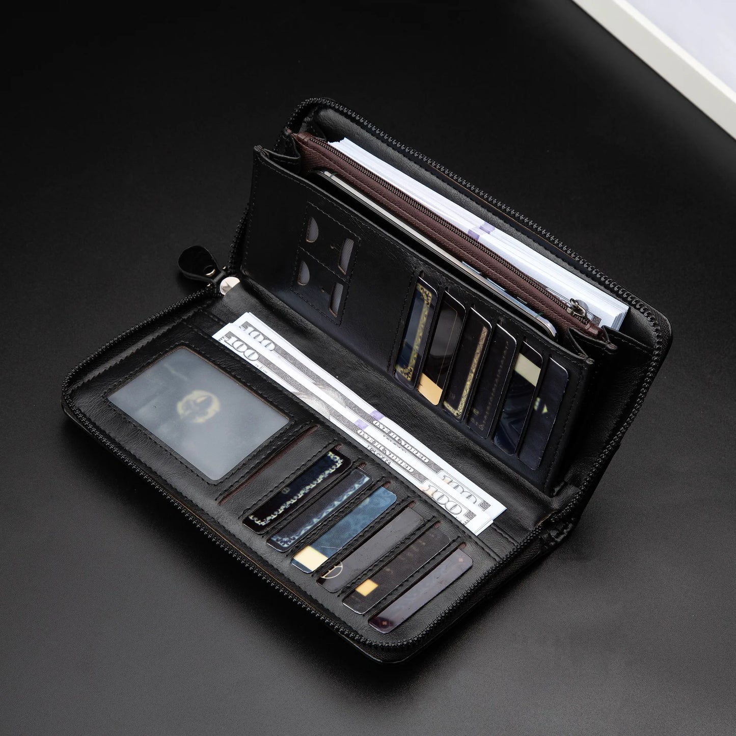 Long Zipper Wallet RFID Blocking