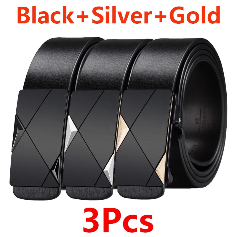 Stylish Men's PU Leather Belt Fashion Belts for Daily Leisure Festival Work Business Pants Automatic Metal Buckle Luxury Belts
