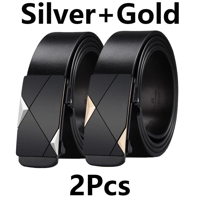 Stylish Men's PU Leather Belt Fashion Belts for Daily Leisure Festival Work Business Pants Automatic Metal Buckle Luxury Belts