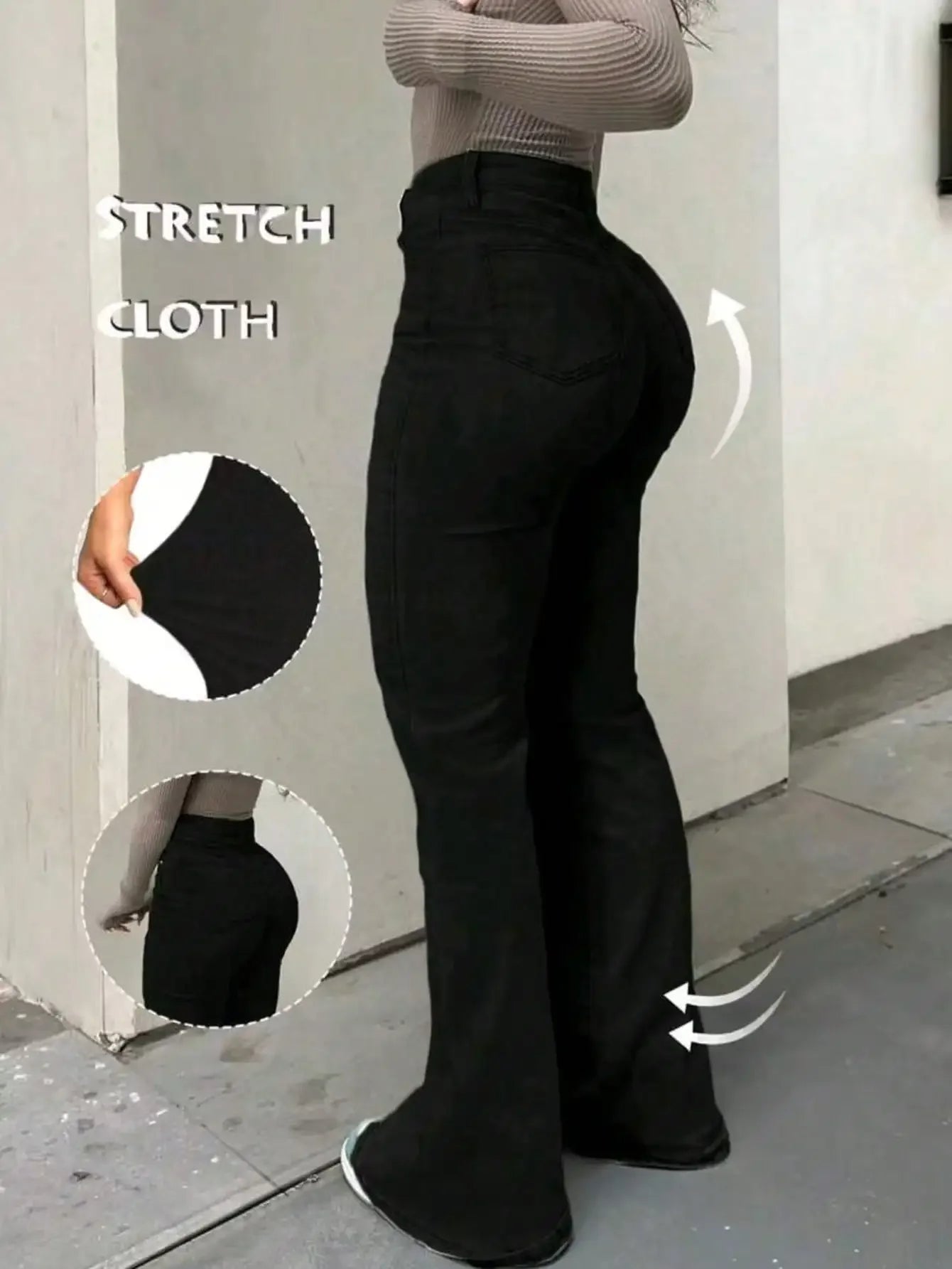 High-Waisted Stretch Flare Jeans for Women, Butt-Lifting Tummy Control Denim Pants