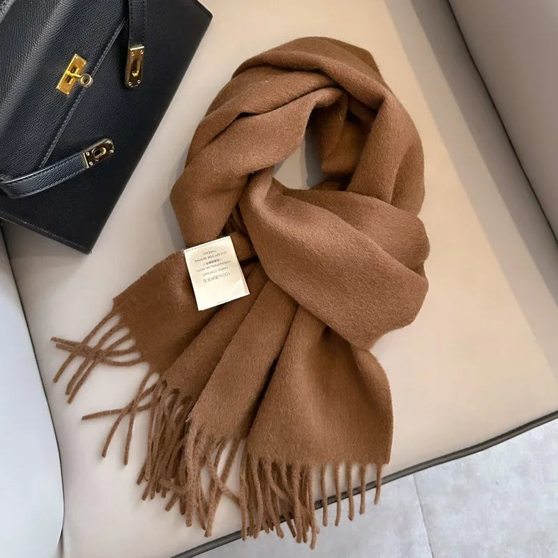 100% Wool Scarf Women Cashmere Shawl Solid Scarves