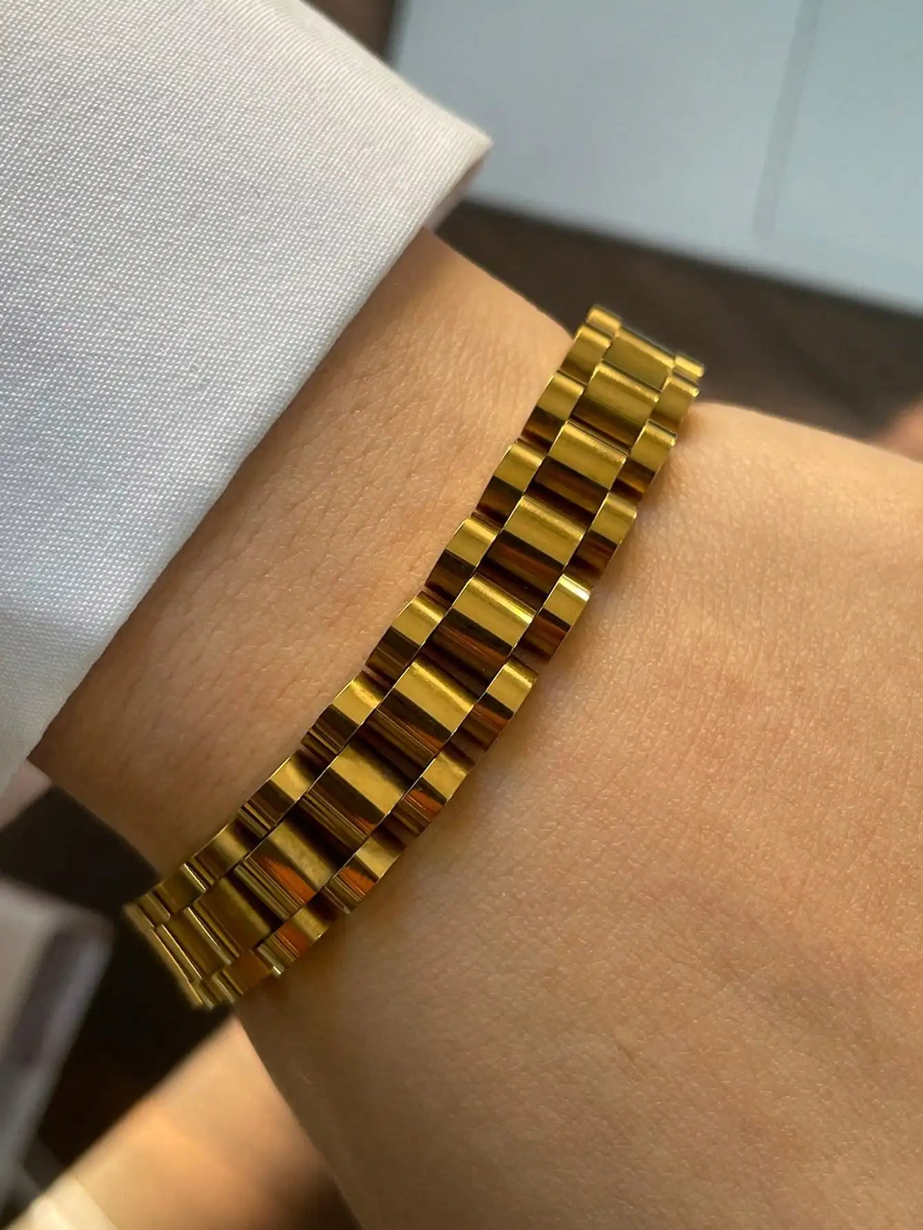 1PC Luxury Gold& Silver Horseshoe Bracelet,Chunky Chain Bracelet,Stainless Steel Chain,Unique Bracelet, for Daily & festival