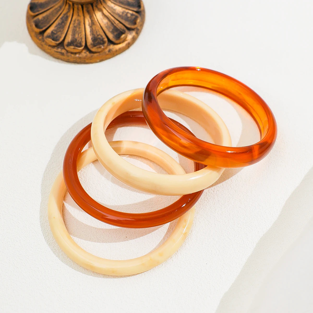 4pcs Elegant Retro Acrylic Bracelet Set, Fashion Simple Design