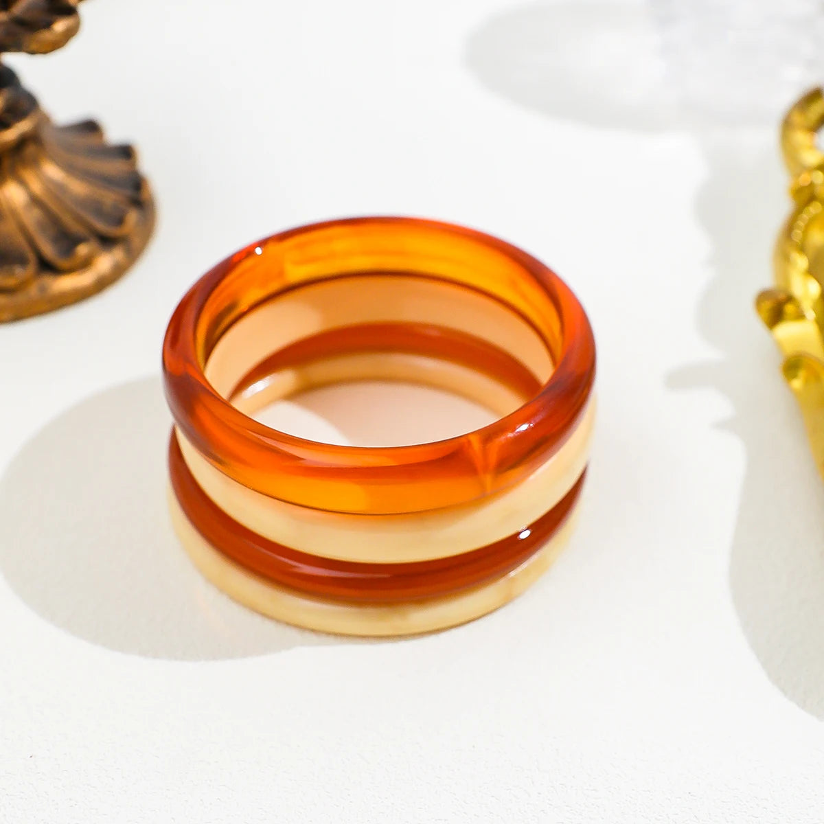 4pcs Elegant Retro Acrylic Bracelet Set, Fashion Simple Design