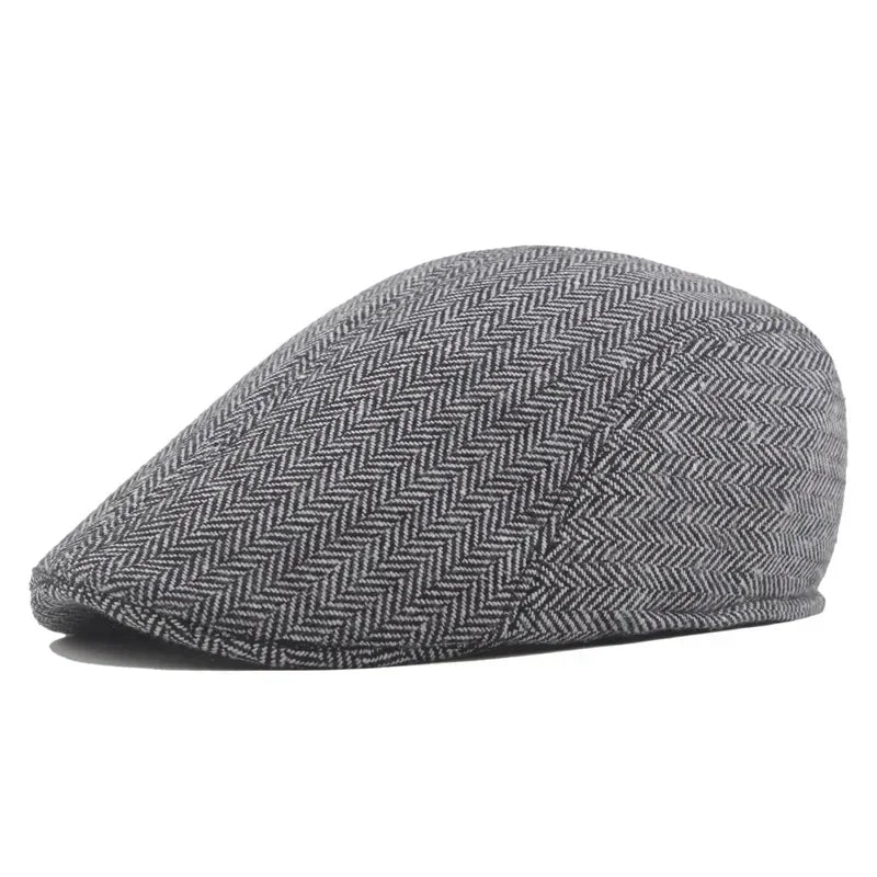 Men's Herringbone Tweed Hat Flat