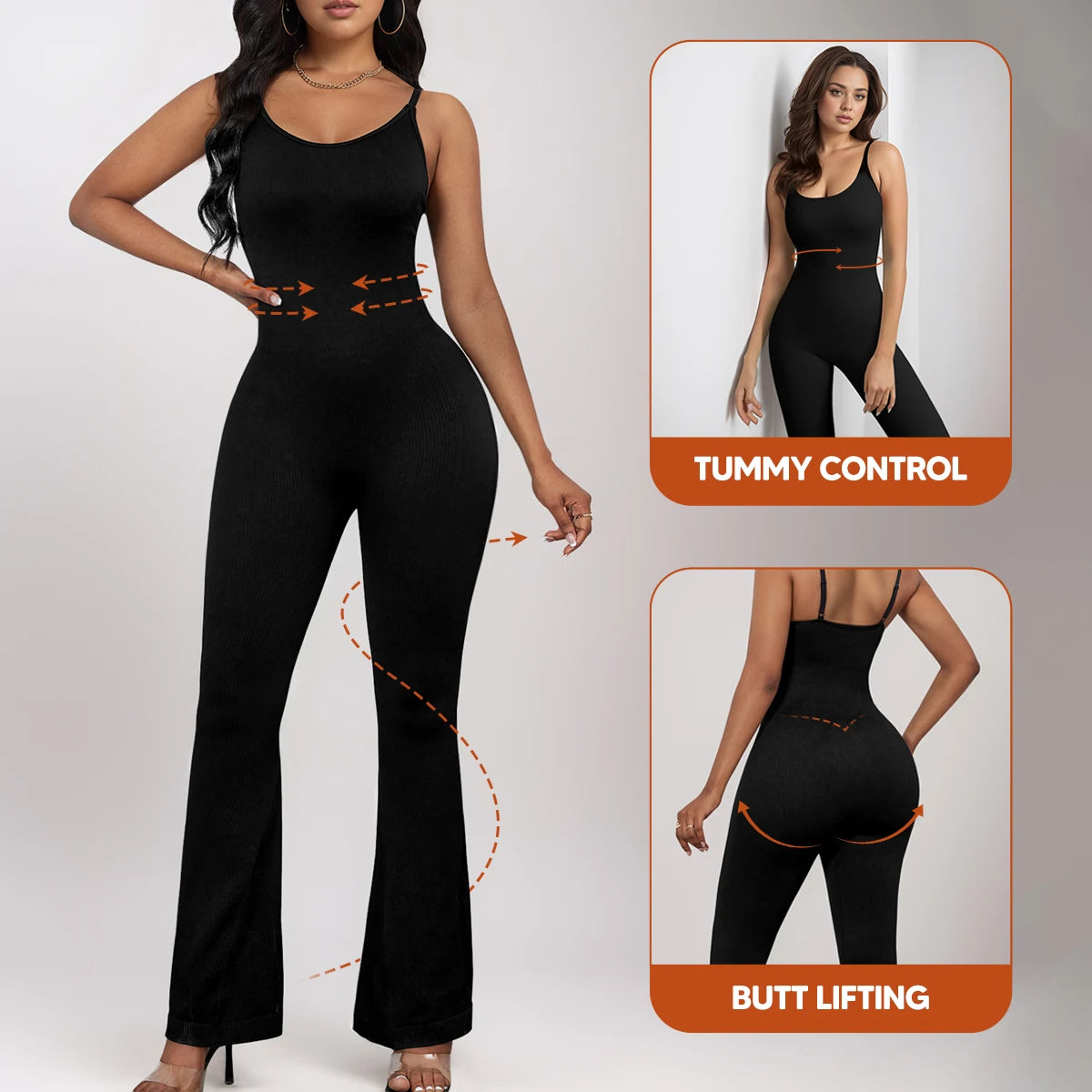 Women Workout Seamless Jumpsuit Yoga Ribbed Bodycon One Piece Spaghetti Strap Leggings Romper