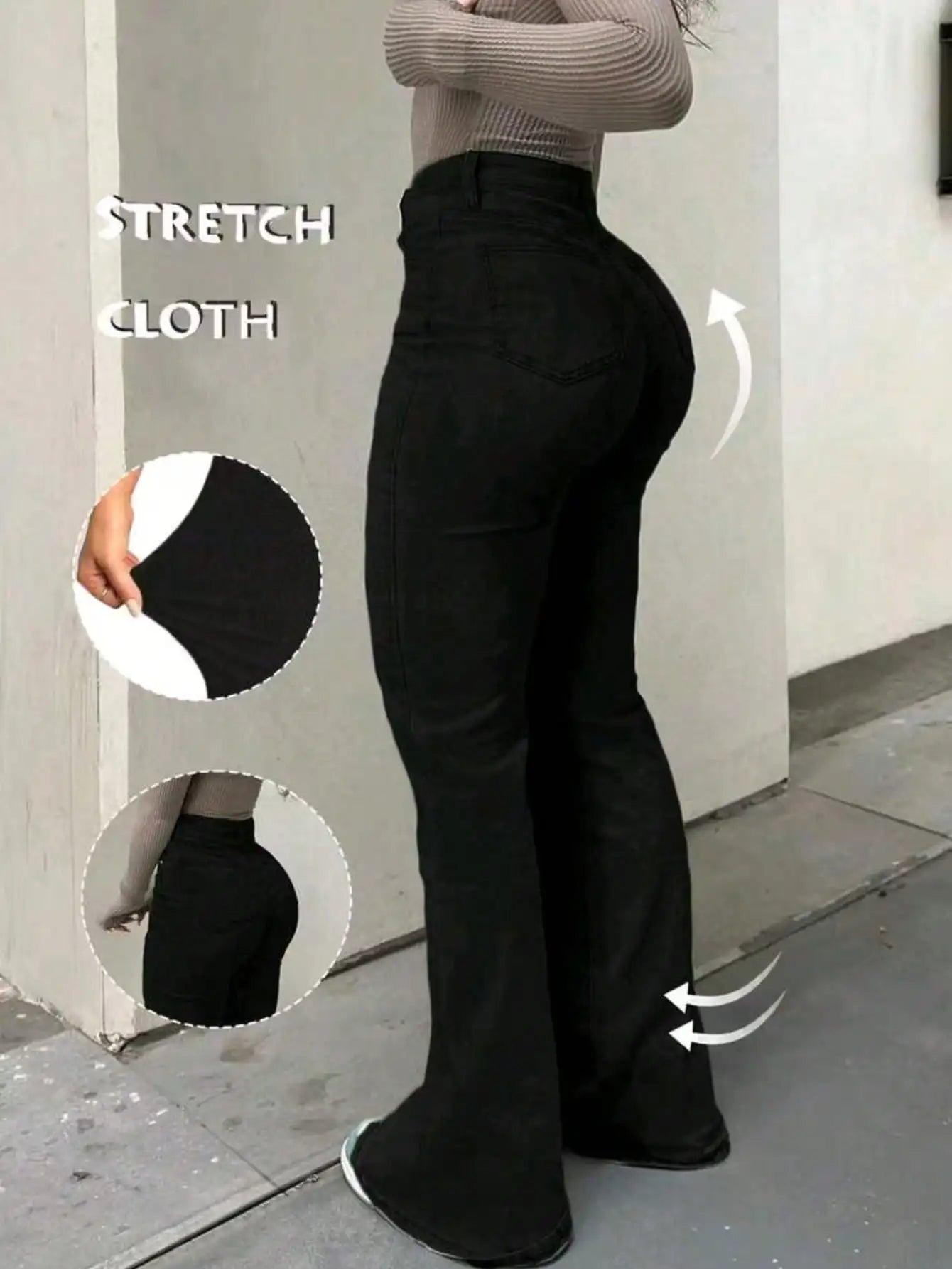 High-Waisted Stretch Flare Jeans for Women, Butt-Lifting Tummy Control Denim Pants
