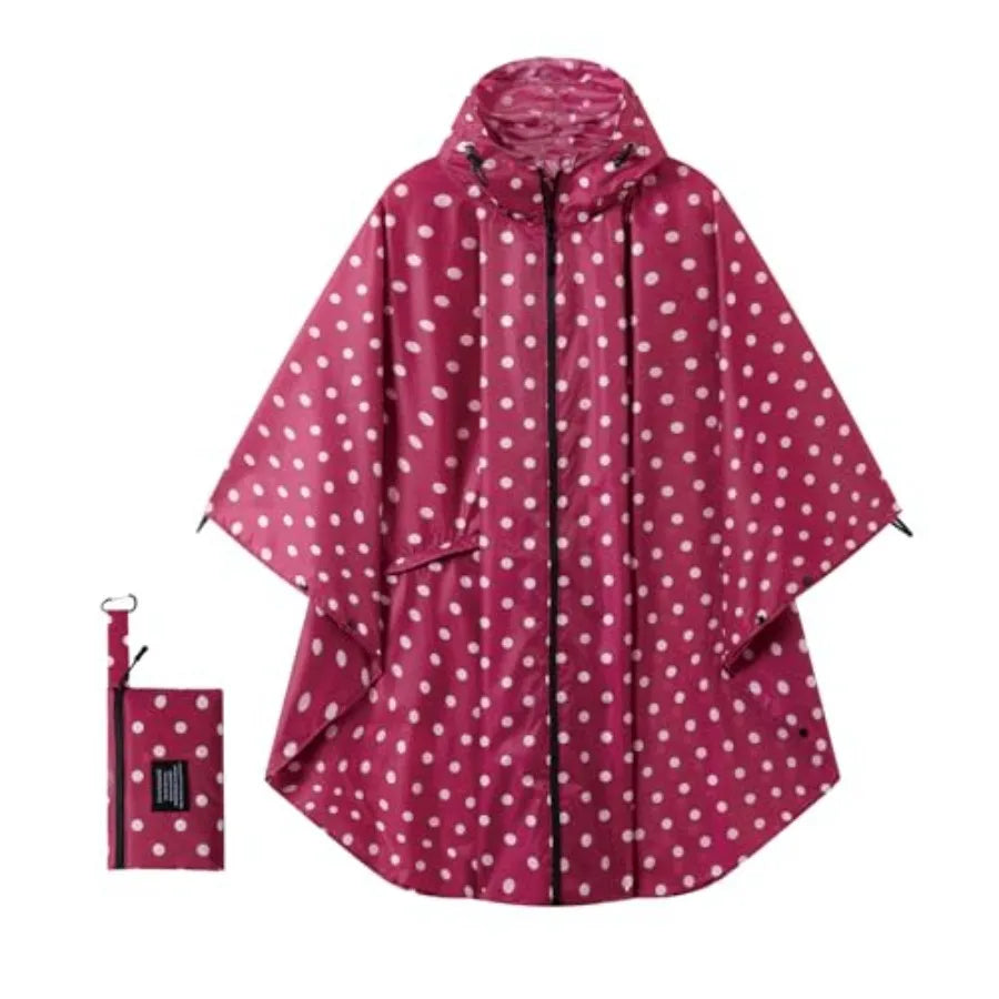 Hooded Rain Ponchos for Adult - Rain Coat and Rain Jacket with Waterproof Pocket and Zipper