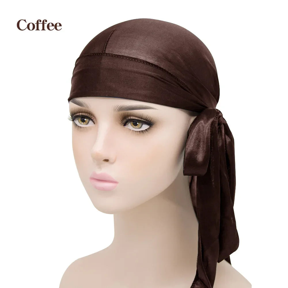 Solid Color Silk Satin Durag Headwear
