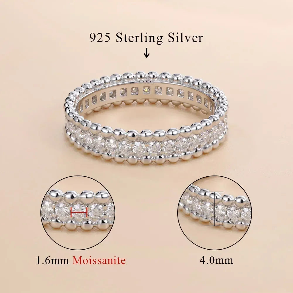 LinkerLove Moissanite Eternity Wedding Bands for Women Dating Couple Engagement Rings Sparkling 925 Sterling Silver Diamond Ring