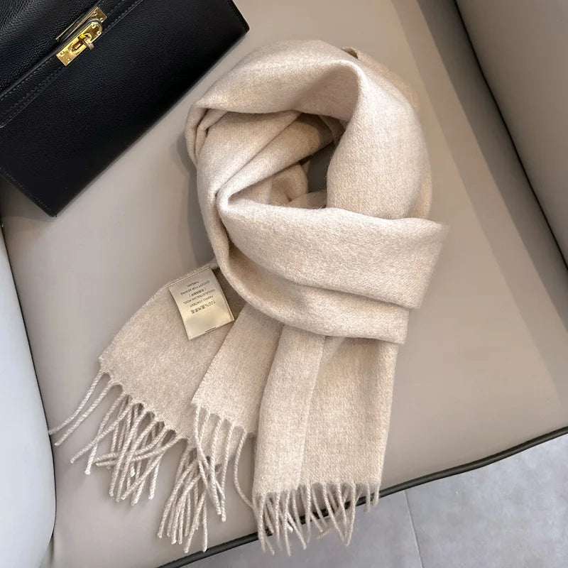 100% Wool Scarf Women Cashmere Shawl Solid Scarves