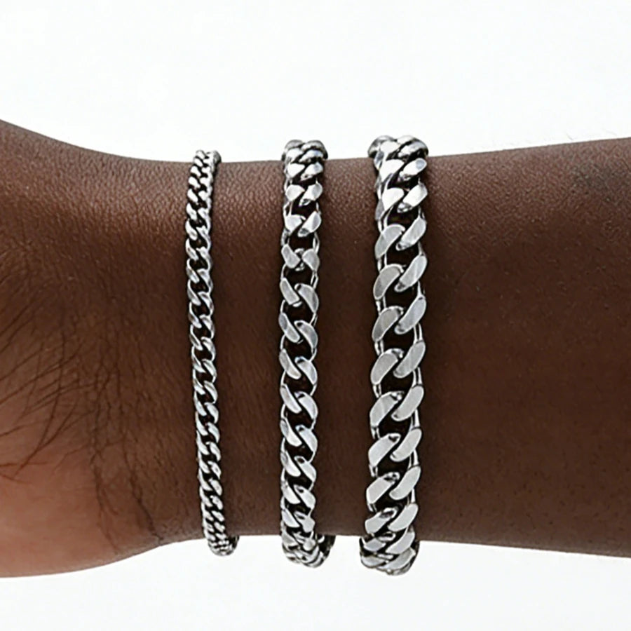 New Trendy Cuban Chain Bracelet Classic Stainless Steel 3/5/7/9mm Width